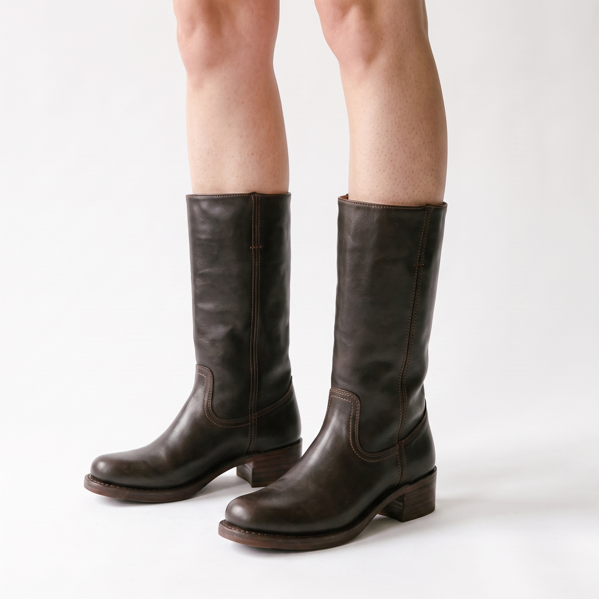 Square Toe Block Heel Boots