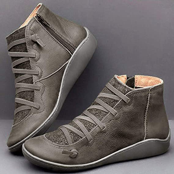 Ankle Boots Leather-Look Barefoot Flat Sole