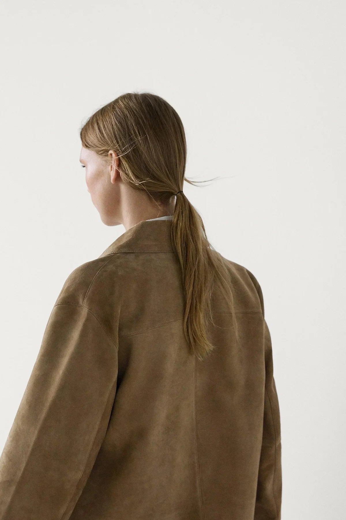 Suede-Look Jacket Shirt Collar Patch Pockets