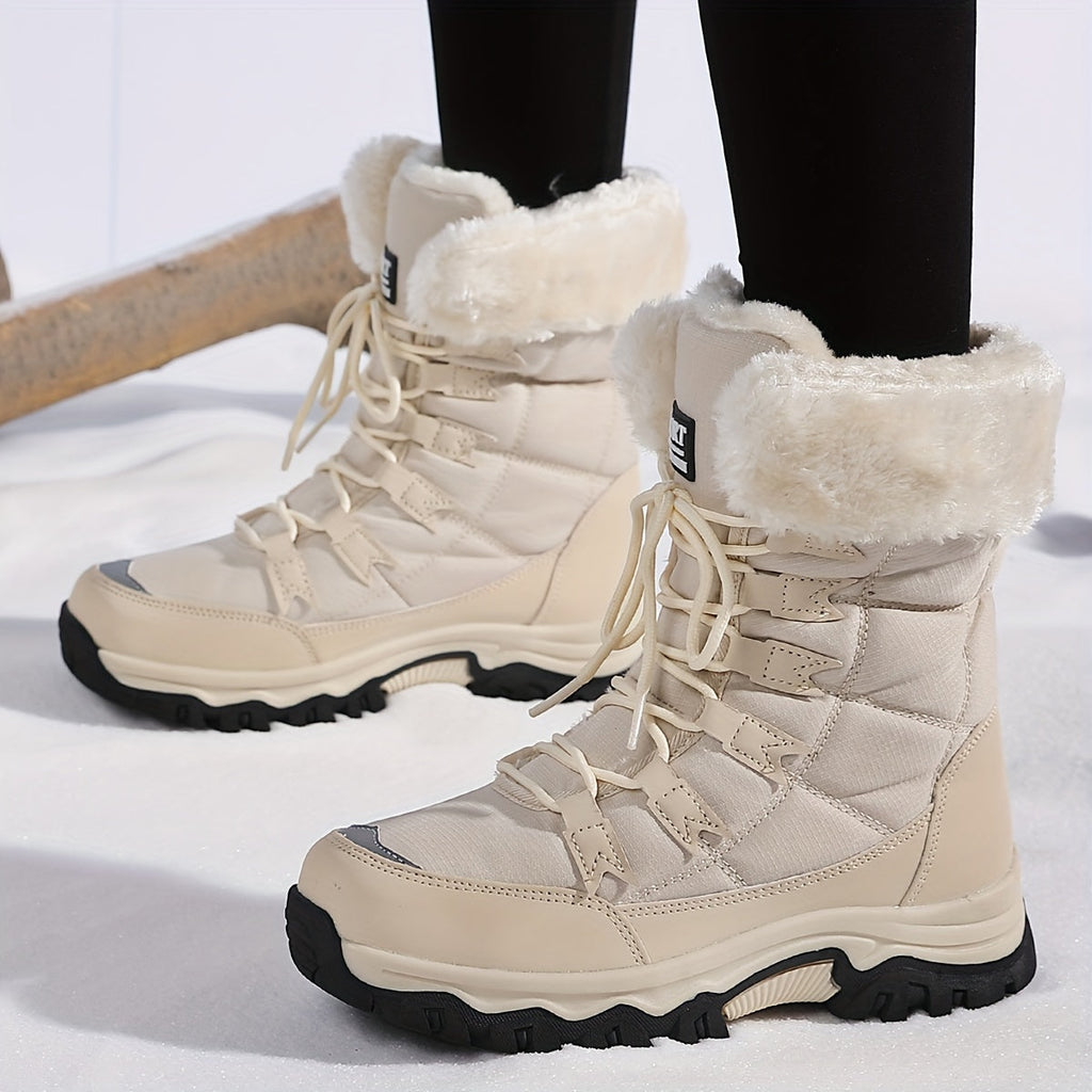 Faux Fur Lined Winter Boots Lace Up