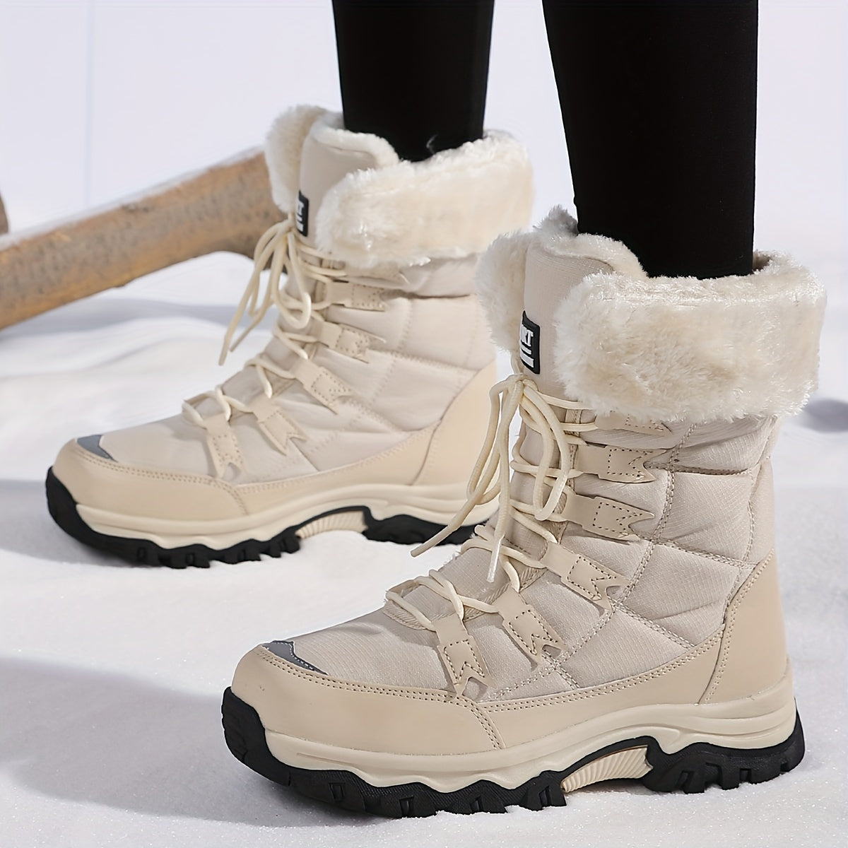 Faux Fur Lined Winter Boots Lace Up