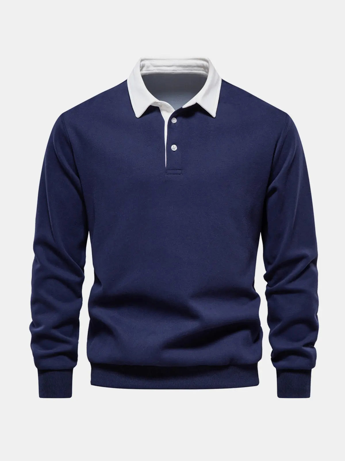 Sweatshirt Polo Collar Button Placket