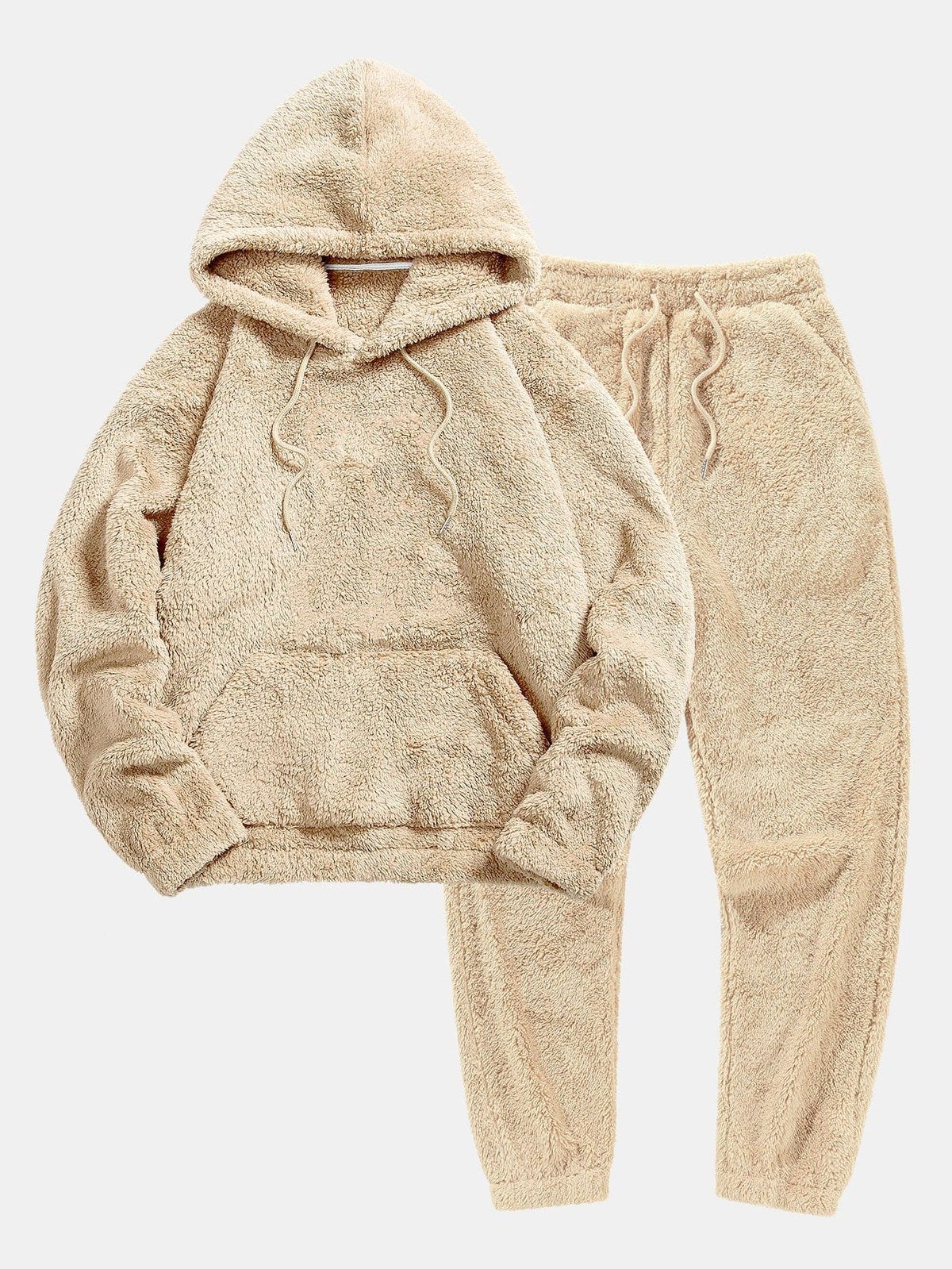 Teddy Lounge Set Hoodie and Joggers in beige, front view