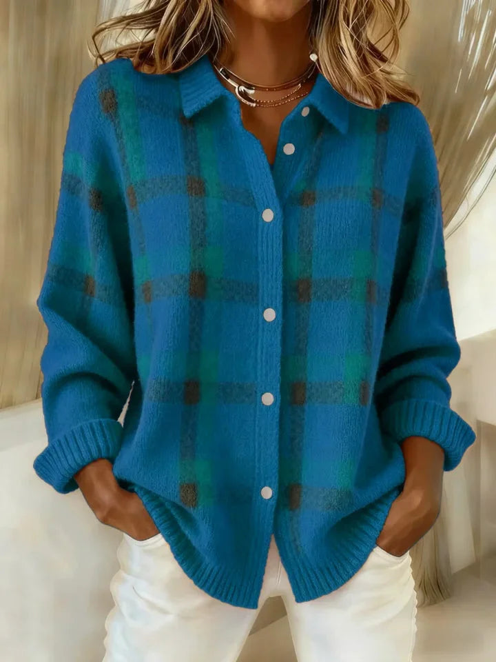 Jumper Checked Knit Crew Neck