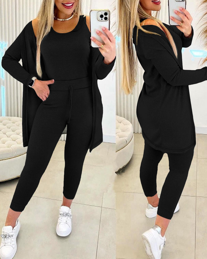 Three Piece Lounge Set Tank Coat Trousers
