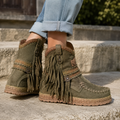 Western Boots Fringe Suede-Look