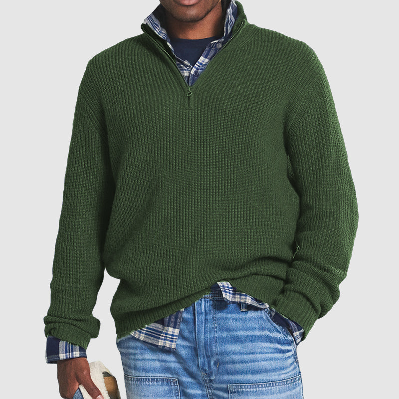 Quarter Zip Knitted Jumper – Funnel Neck