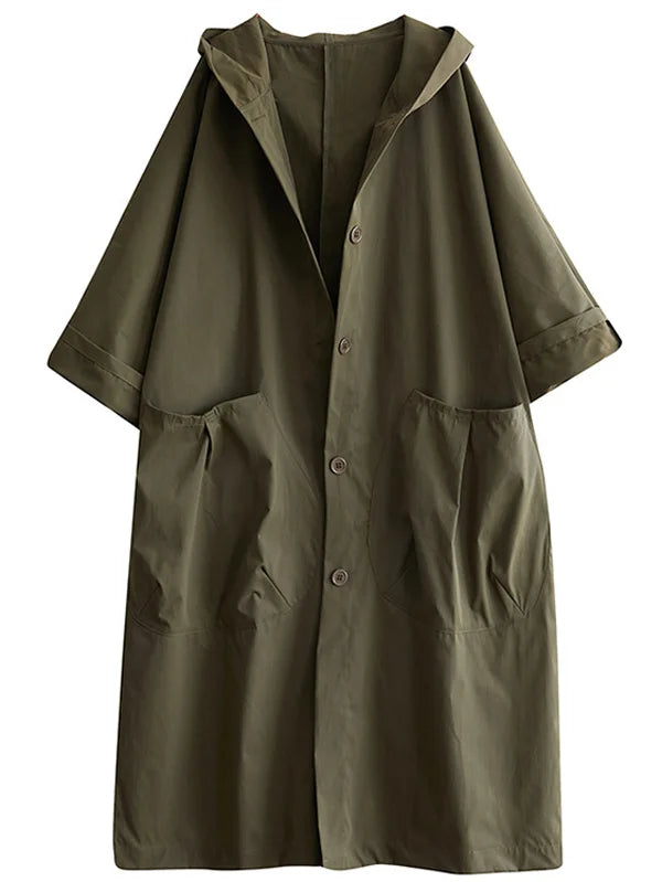 Hooded Trench Coat Longline Rain Ready