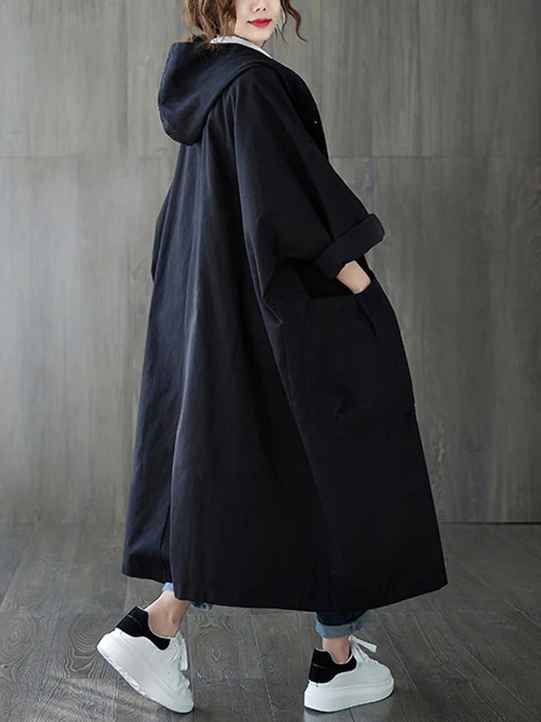 Hooded Trench Coat Longline Rain Ready