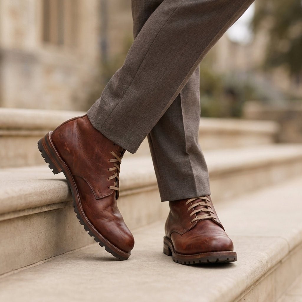 Classic Lace-Up Boots Leather-Look Refined