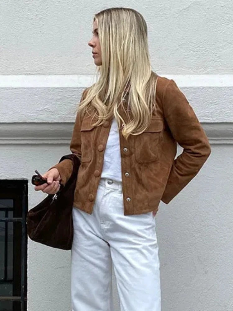 Suede-Look Jacket Classic Casual Cut