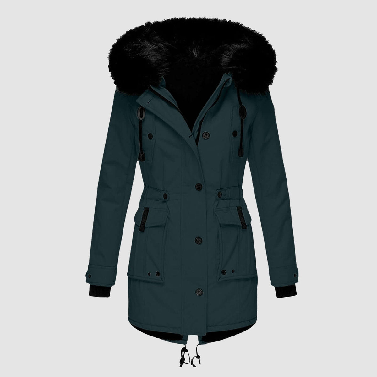 Winter Coat Thick Padding Multiple Pockets