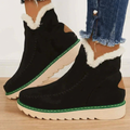 Fleece lined platform ankle boots in beige, side view