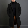 Classic tailored wool overcoat in black, front view