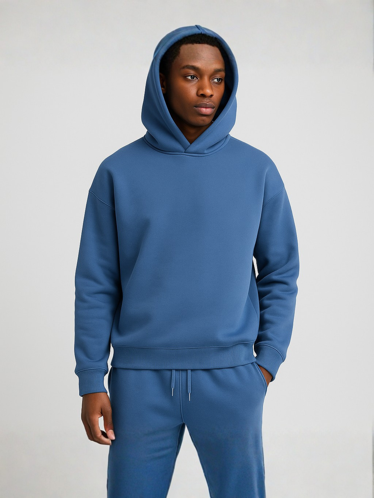 Hoodie jogger set in dark grey, front view