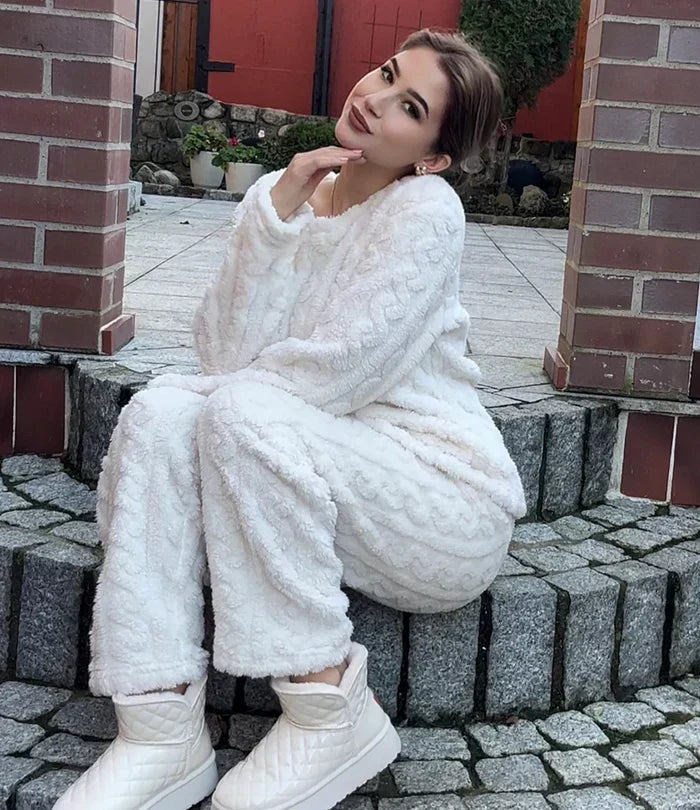Fleece Pyjama Set Warm Winter Loungewear