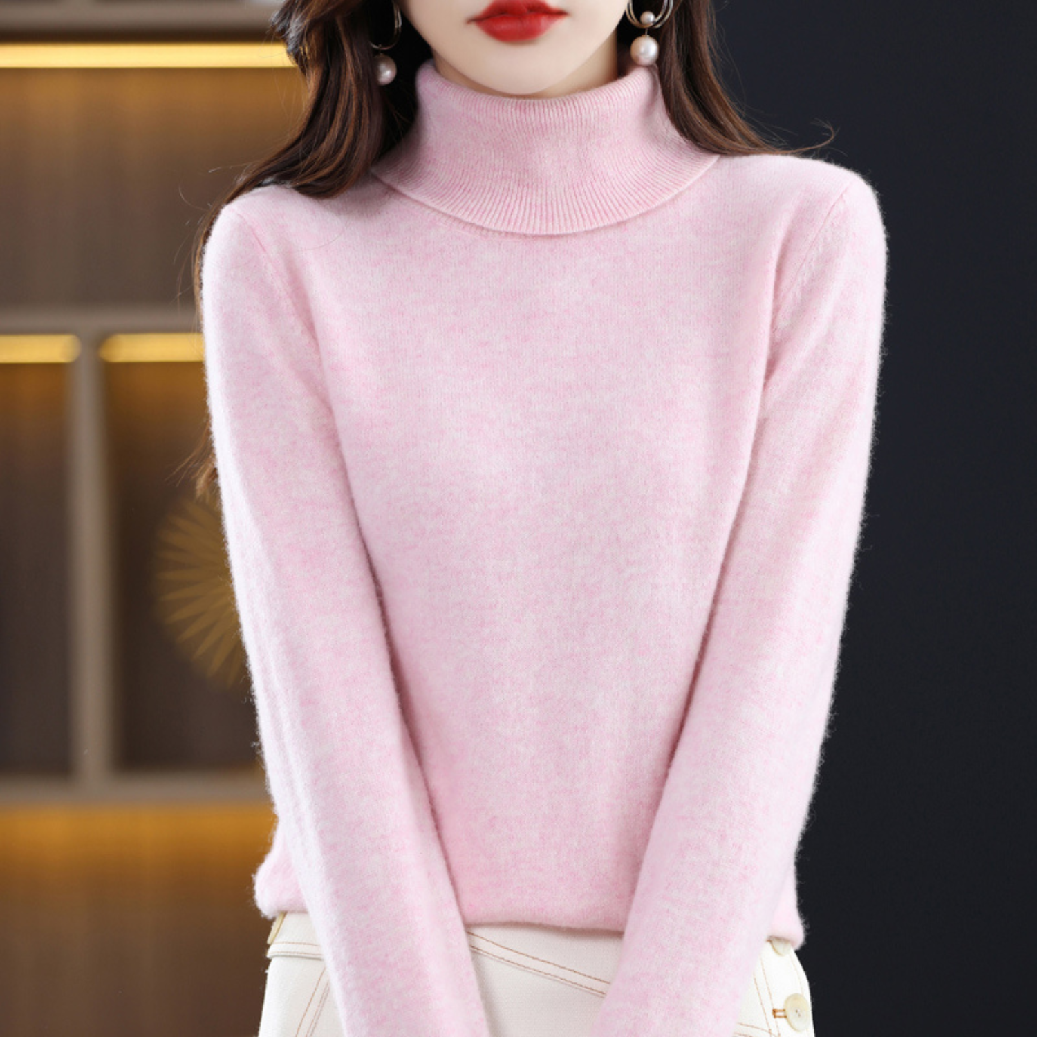 Turtleneck Sweater Soft Knit Roll-Neck