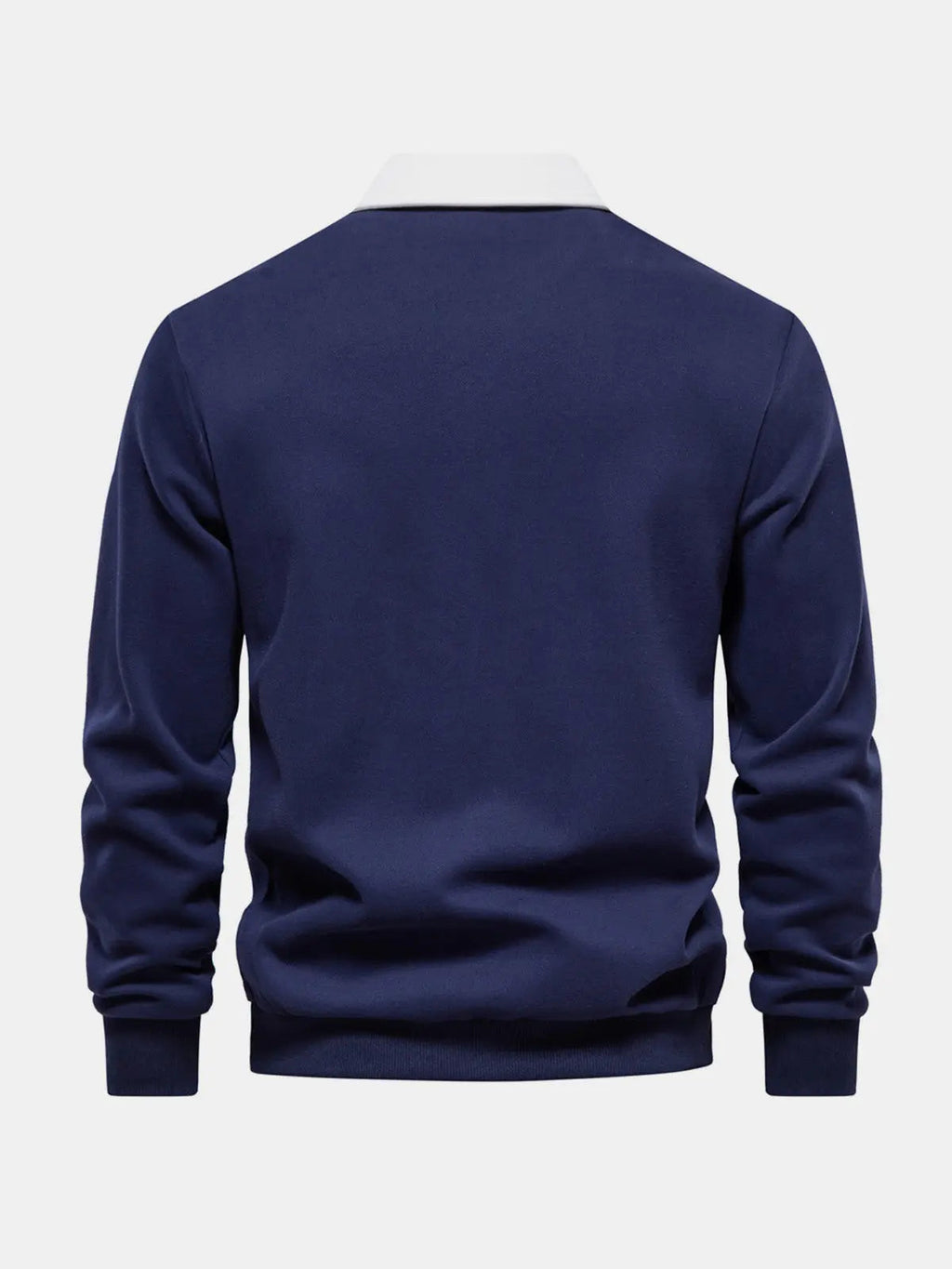Sweatshirt Polo Collar Button Placket Cotton