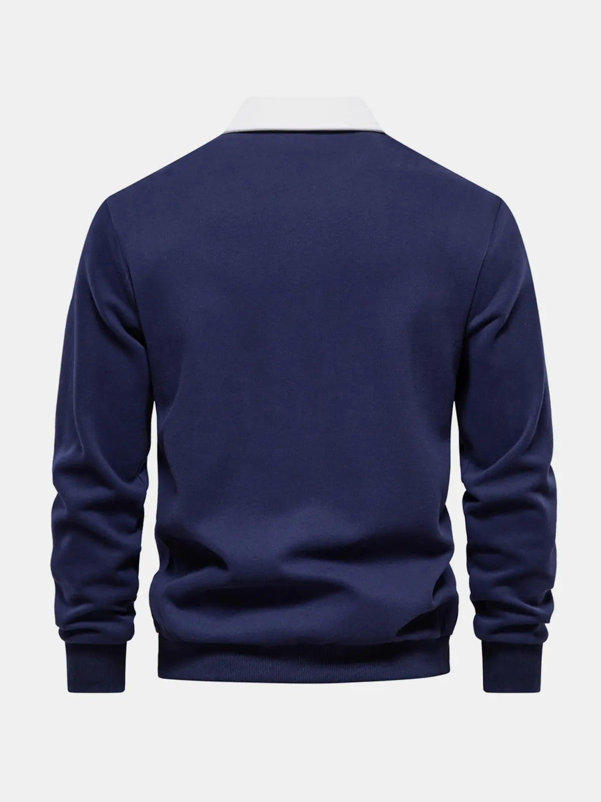 Sweatshirt Polo Collar Button Placket Cotton
