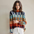 Patchwork soft knit turtleneck jumper in melange, front view