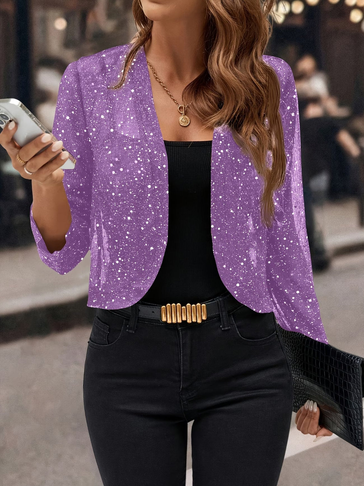 Sequin Glitter Cardigan Jacket Relaxed Fit