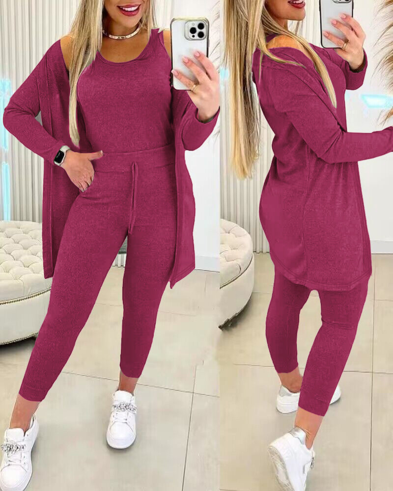 Three Piece Lounge Set Tank Coat Trousers