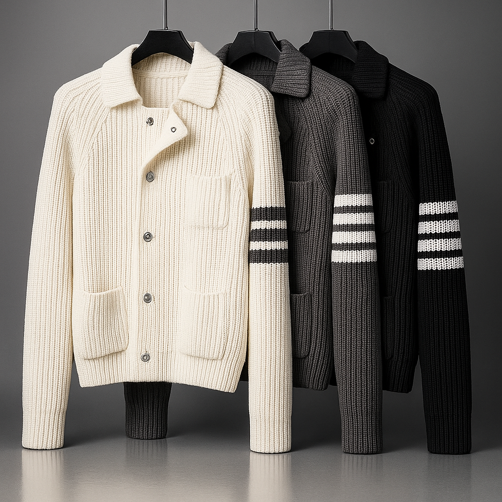 Knit Cardigan Ribbed Viscose-Wool Blend