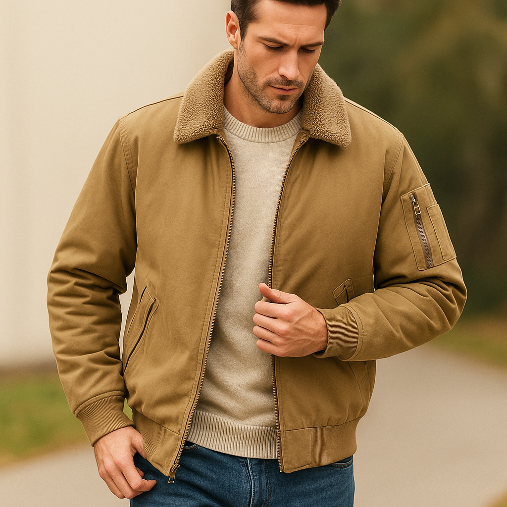 Bomber Jacket Lined Pilot Style Collar