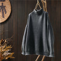 Chunky knit turtleneck jumper in grey, front view