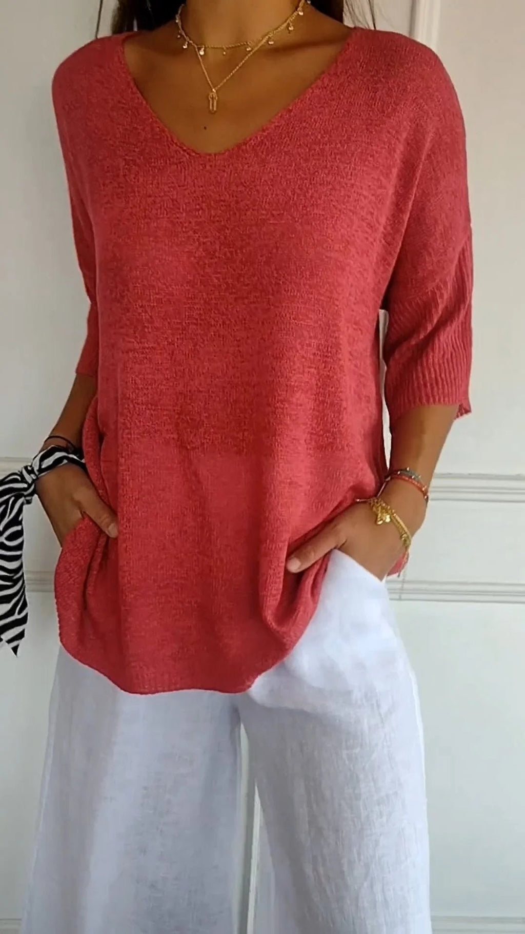Minimalist Knit Jumper V Neck Breathable