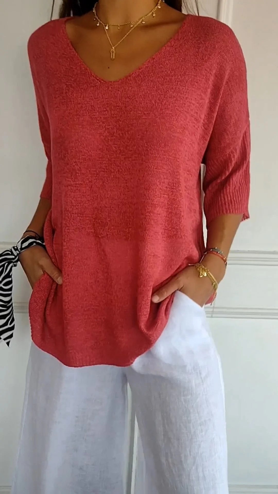 Minimalist Knit Jumper V Neck Breathable