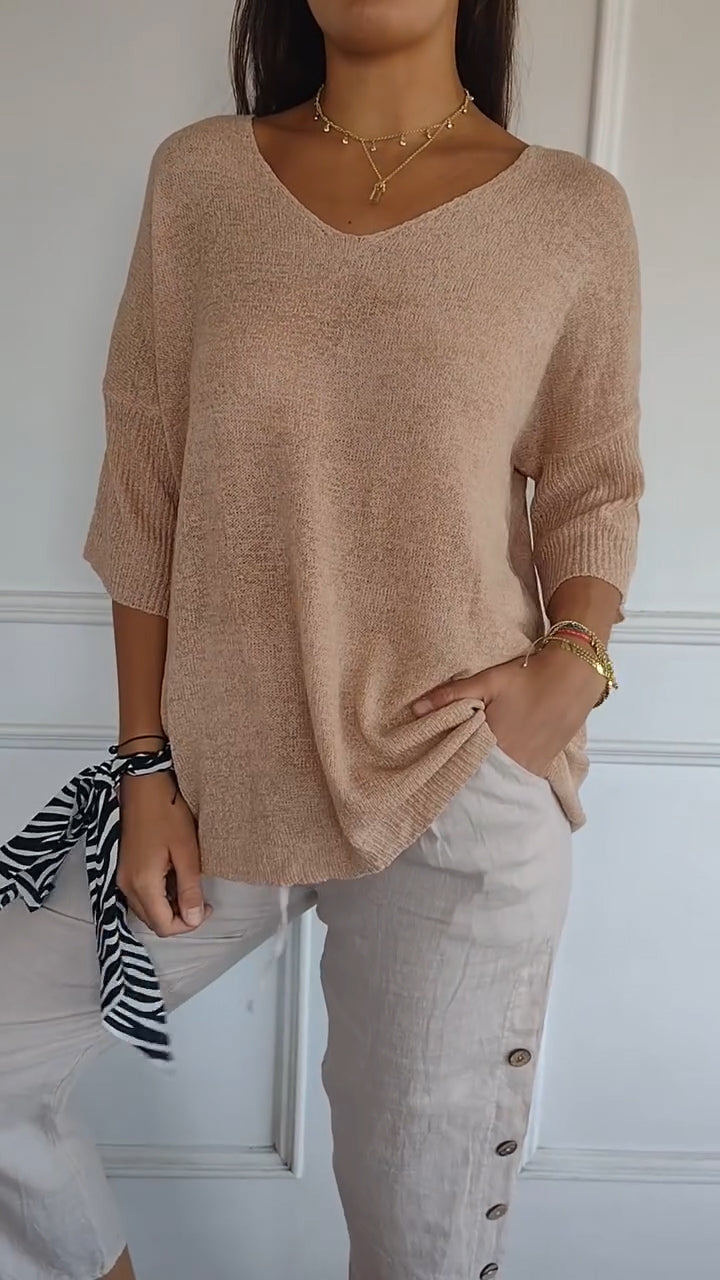 Minimalist Knit Jumper V Neck Breathable