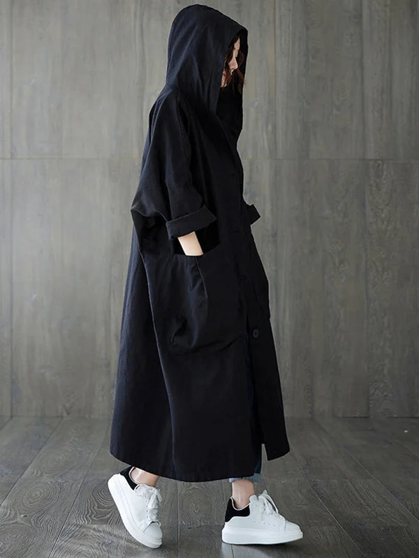 Hooded Trench Coat Longline Rain Ready