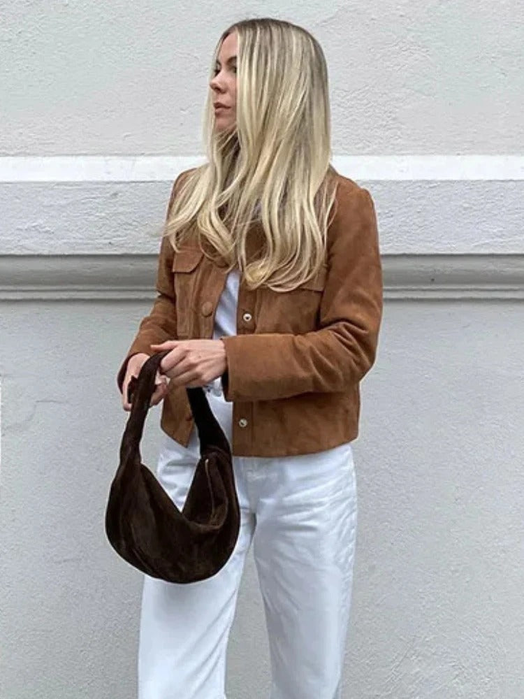 Suede-Look Jacket Classic Casual Cut