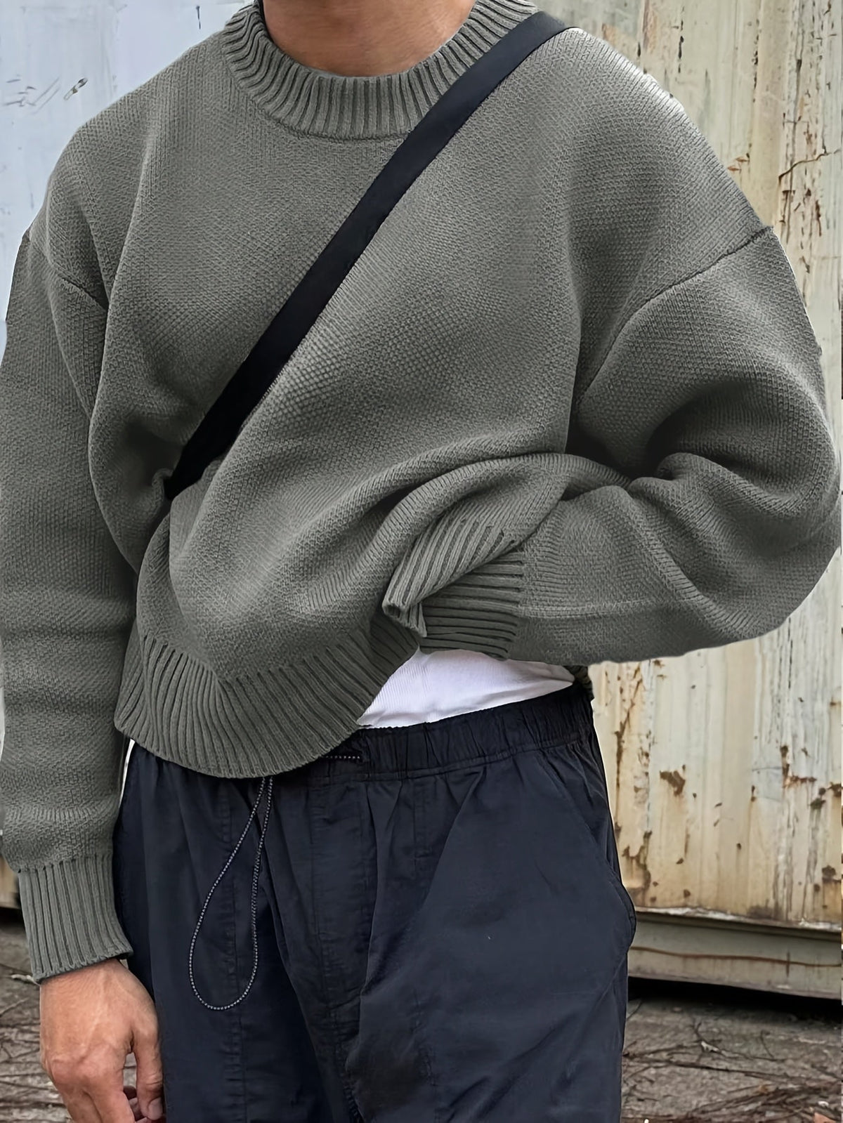 Ribbed Knit Jumper Crew Neck Oversized