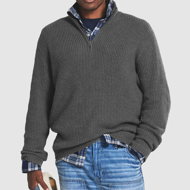 Quarter Zip Knitted Jumper – Funnel Neck