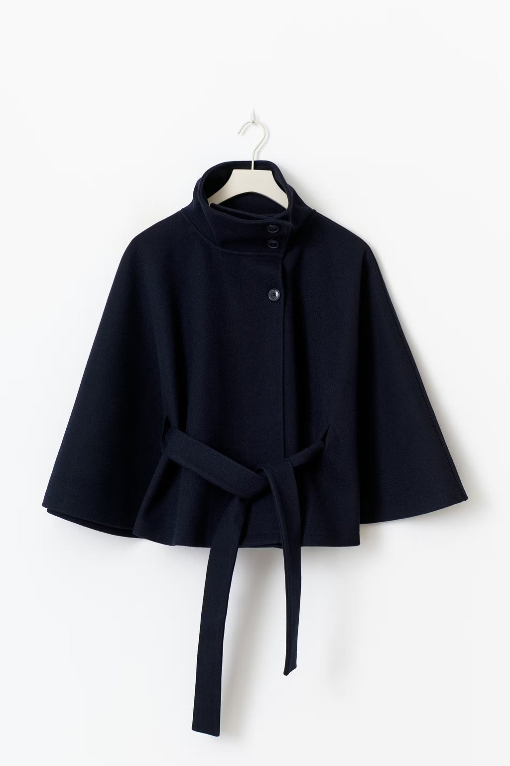 Belted Wool Coat With High-Collar