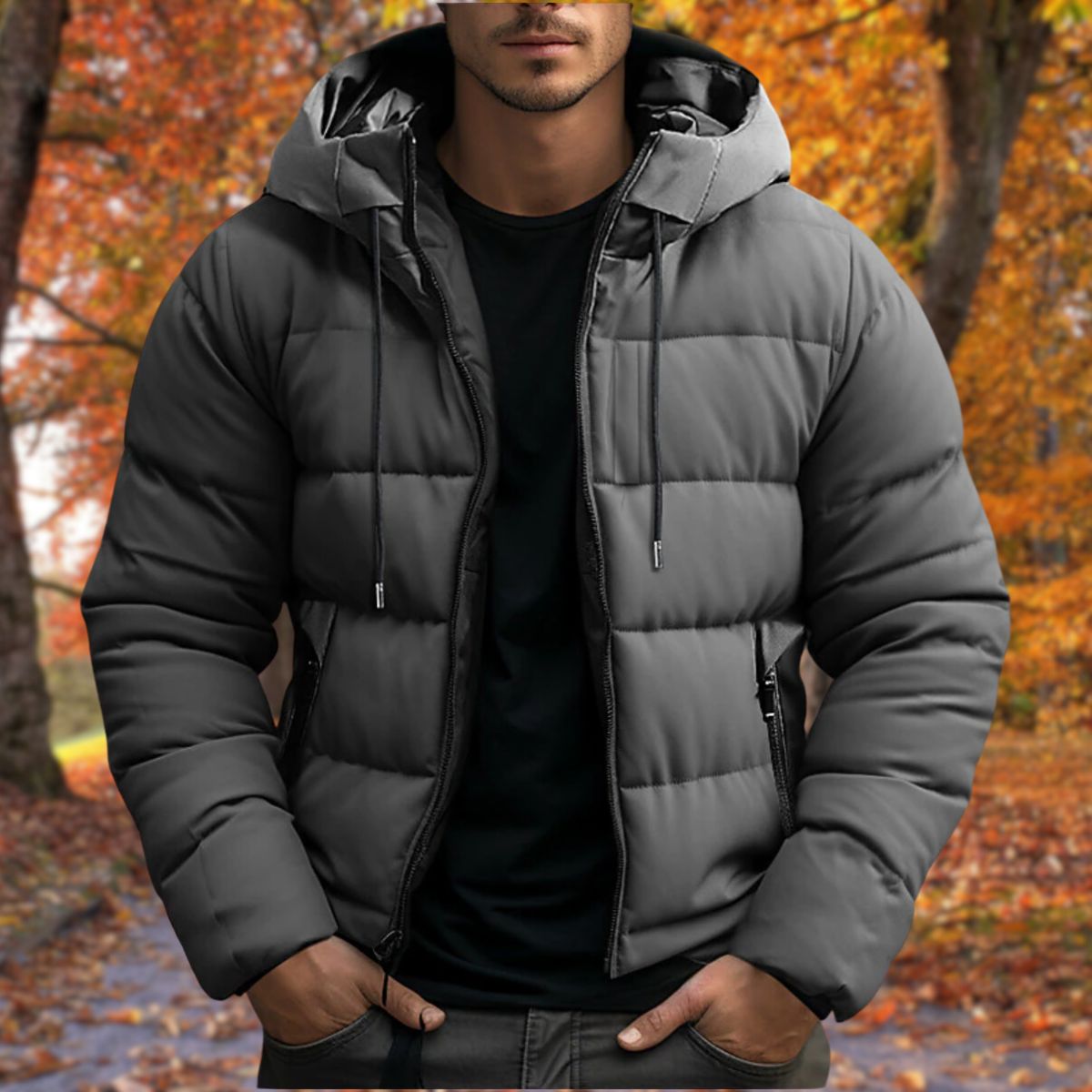 Insulated Winter Jacket Hooded Puffer Coat