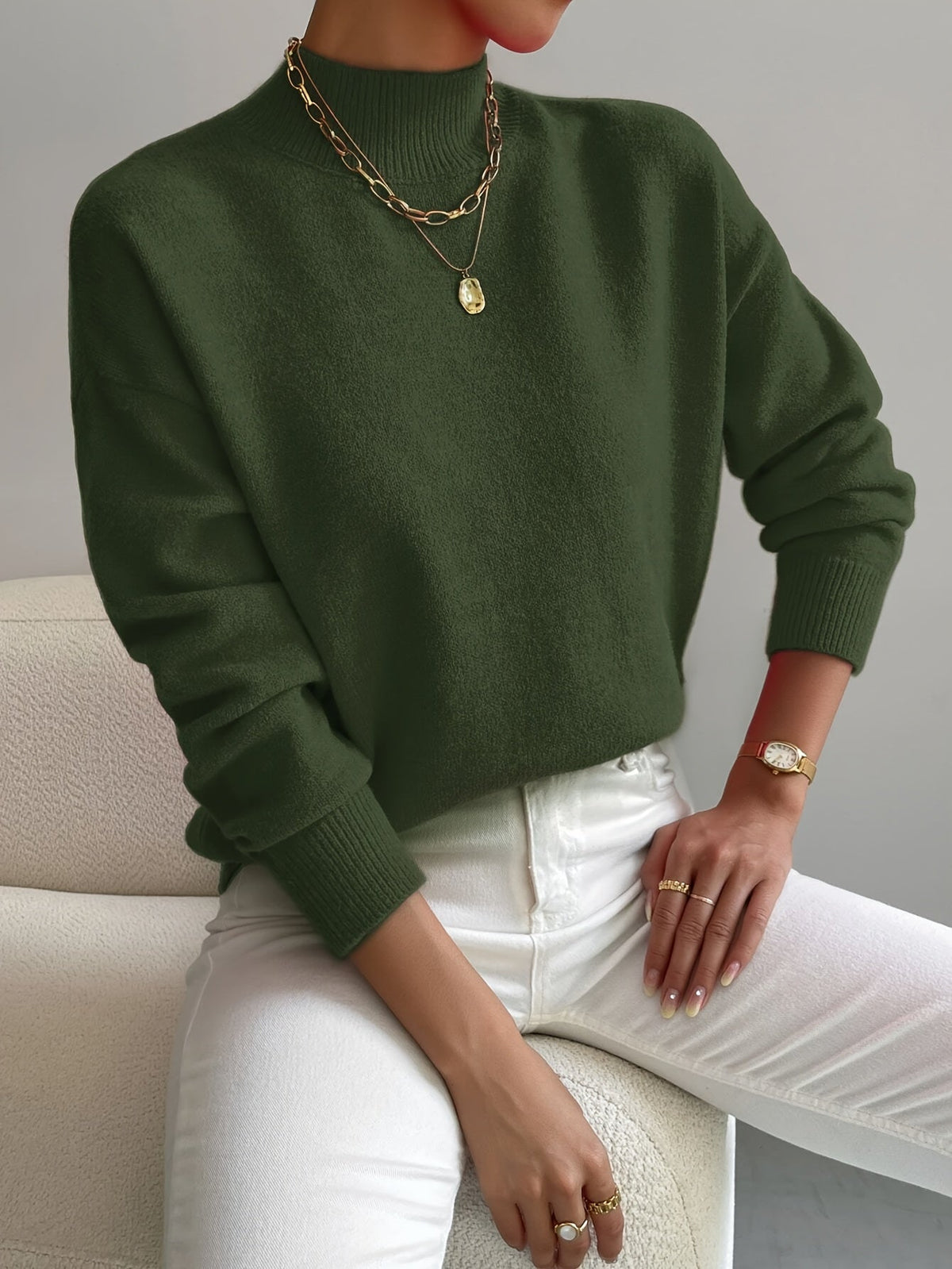 Jumper Soft Fabric High Collar Knit