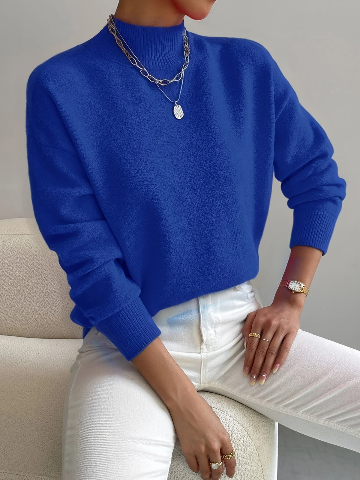 Jumper Soft Fabric High Collar Knit