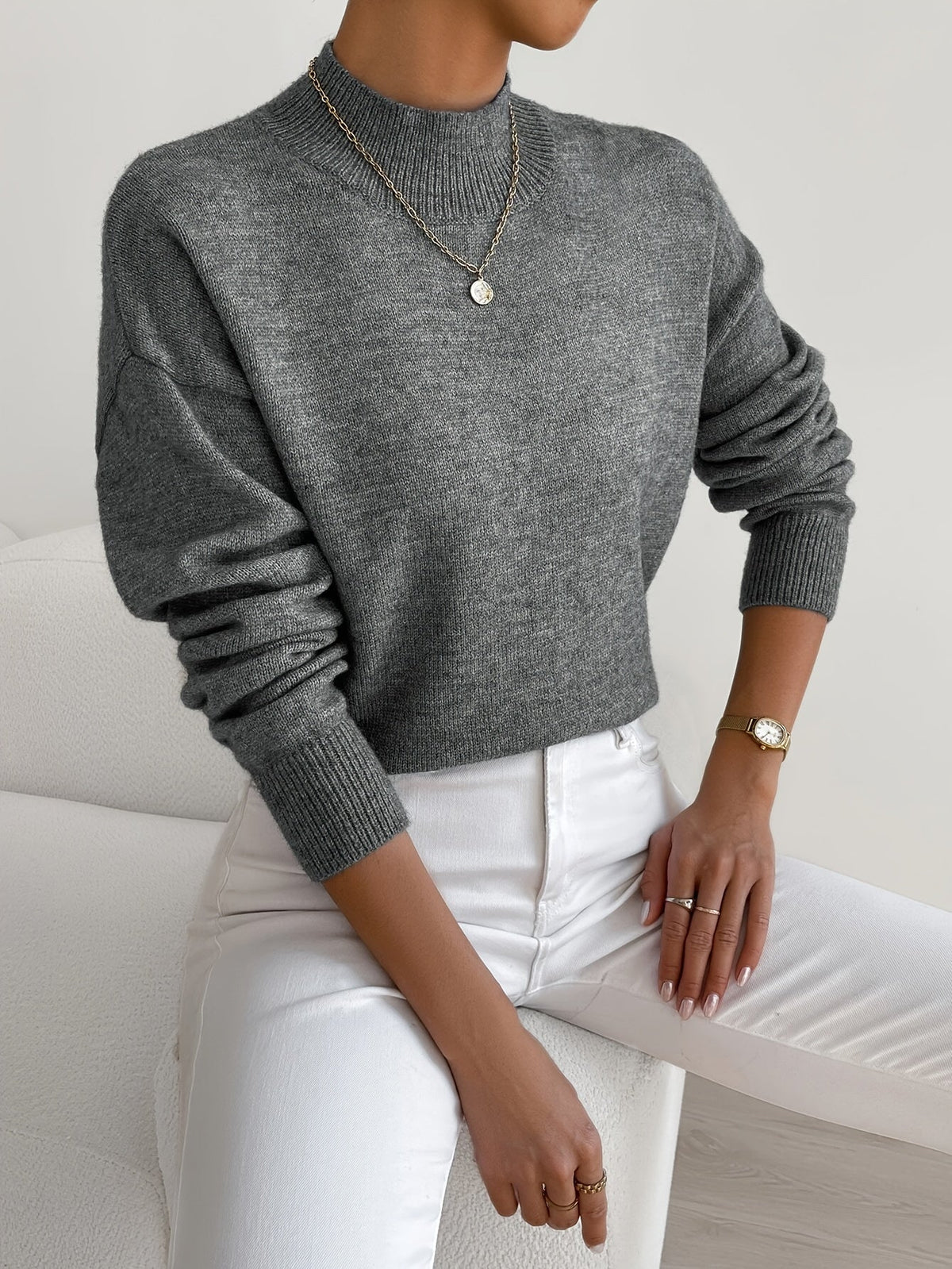Jumper Soft Fabric High Collar Knit