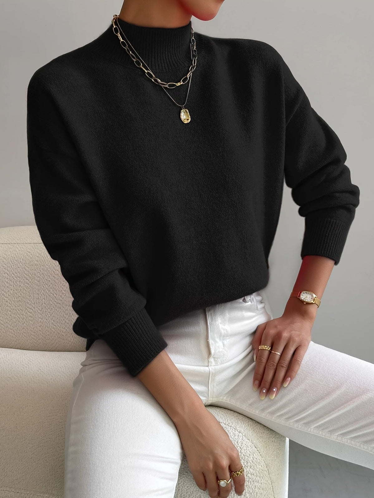 Jumper Soft Fabric High Collar Knit
