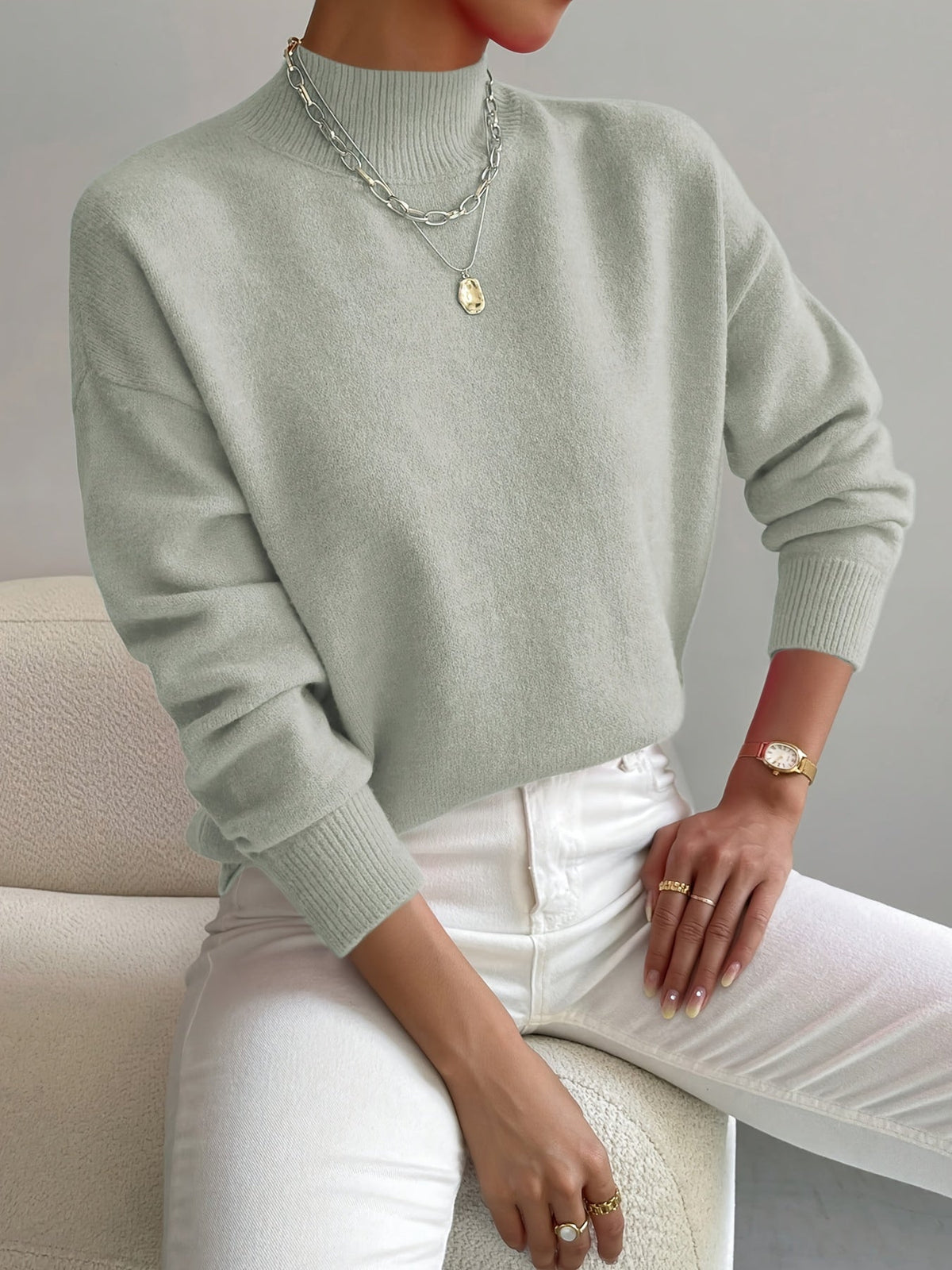 Jumper Soft Fabric High Collar Knit
