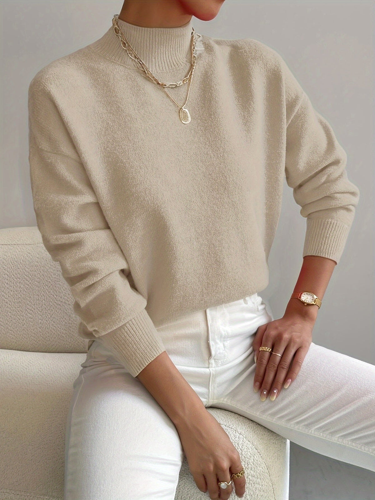 Jumper Soft Fabric High Collar Knit