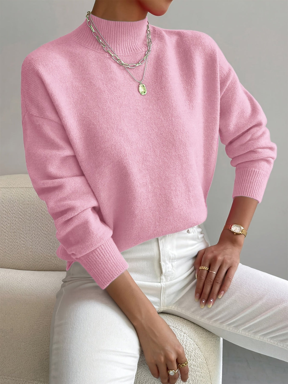 Jumper Soft Fabric High Collar Knit