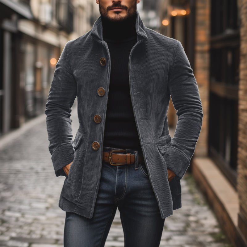 Corduroy Short Coat Stand Collar