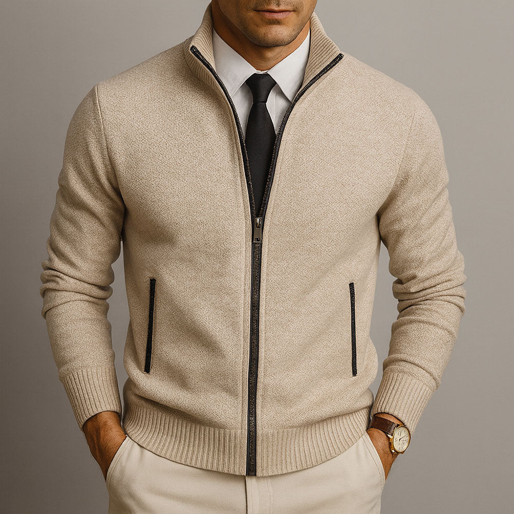 Zip-Front Cardigan Long-Sleeve Knit