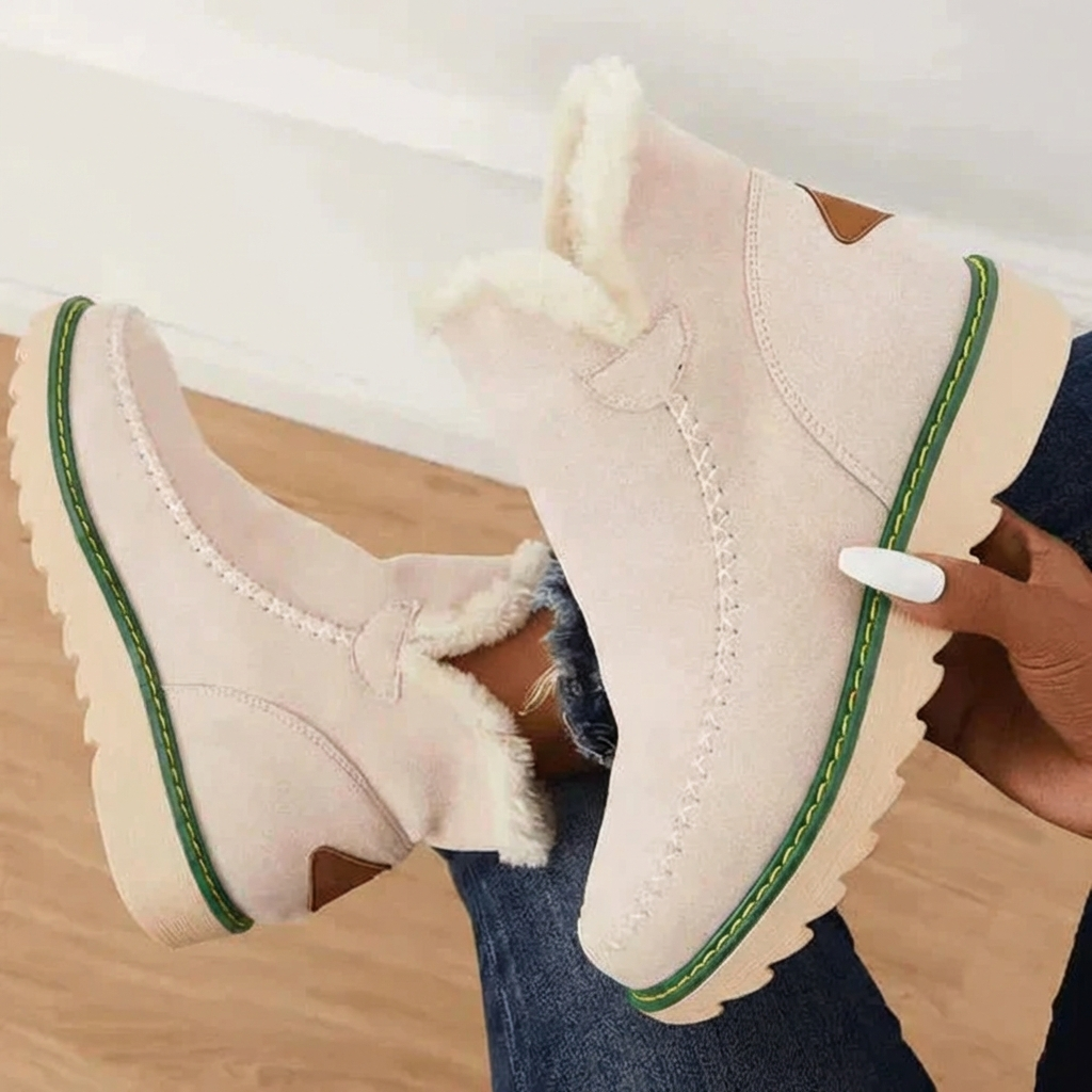 Ankle Boots Platform Fleece Lined Slip On