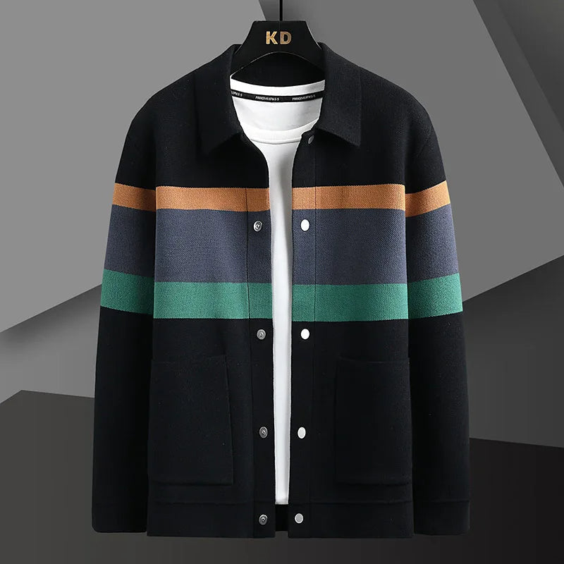 Knitted Varsity Jacket Button Front