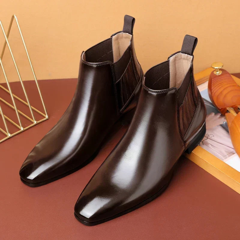 Pointed Toe Chelsea Ankle Boots - Elastic Side Panel